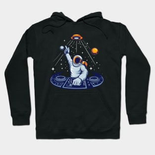 Astronaut DJ Spinning in Outer Space Hoodie